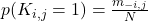 p(K_{i,j} = 1) = \frac{m_{-i,j}}{N}